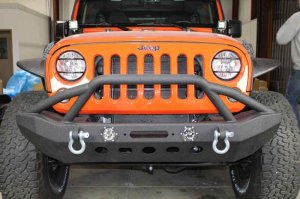Jeep Wrangler Unlimited Front Winch Bumper - Fishbone Offroad - Full Width with LEDs - Black textured powder coat - `07-`18